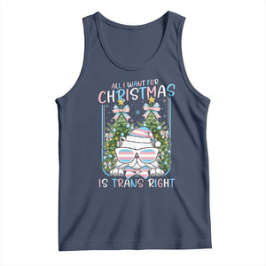 Funny Santa Cat Trans Pride Tank Top All I Want For Christmas Is Trans Rights TS12 Navy Print Your Wear
