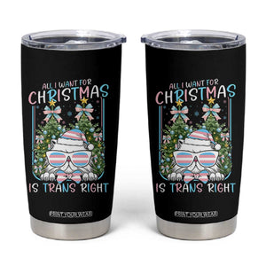 Funny Santa Cat Trans Pride Tumbler Cup All I Want For Christmas Is Trans Rights TS12 Black Print Your Wear