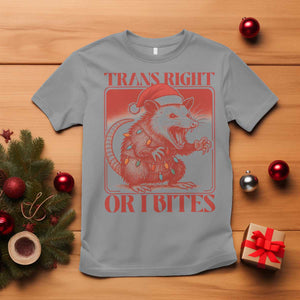 Funny Fierce Opossum Santa T Shirt Trans Right Or I Bites Christmas Gift TS12 Sport Gray Print Your Wear
