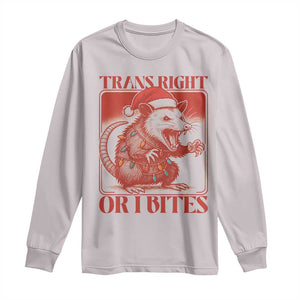 Funny Fierce Opossum Santa Long Sleeve Shirt Trans Right Or I Bites Christmas Gift TS12 Ice Gray Print Your Wear