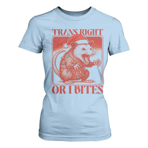 Funny Fierce Opossum Santa T Shirt For Women Trans Right Or I Bites Christmas Gift TS12 Light Blue Print Your Wear
