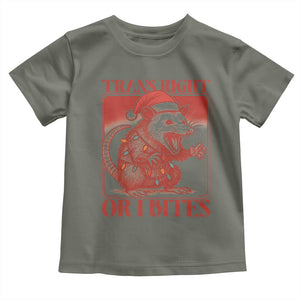 Funny Fierce Opossum Santa Toddler T Shirt Trans Right Or I Bites Christmas Gift TS12 Military Green Print Your Wear