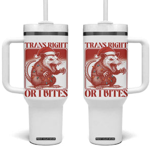 Funny Fierce Opossum Santa Tumbler With Handle Trans Right Or I Bites Christmas Gift TS12 One Size: 40 oz White Print Your Wear