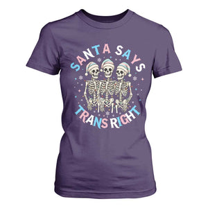 Funny Skeleton Santa Says Trans Right T Shirt For Women Transgender Pride Gift TS12 Purple Print Your Wear