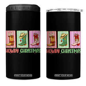 Howdy Christmas Cowboy Boots Western Pride 4 in 1 Can Cooler Tumbler TS12 One Size: 16 oz Black Print Your Wear