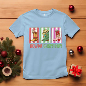 Howdy Christmas Cowboy Boots Western Pride T Shirt TS12 Light Blue Print Your Wear