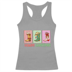 Howdy Christmas Cowboy Boots Western Pride Racerback Tank Top TS12 Sport Gray Print Your Wear