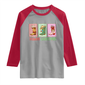 Howdy Christmas Cowboy Boots Western Pride Raglan Shirt TS12 Sport Gray Red Print Your Wear