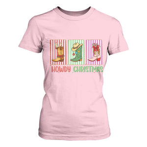 Howdy Christmas Cowboy Boots Western Pride T Shirt For Women TS12 Light Pink Print Your Wear