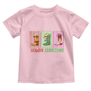 Howdy Christmas Cowboy Boots Western Pride Toddler T Shirt TS12 Light Pink Print Your Wear