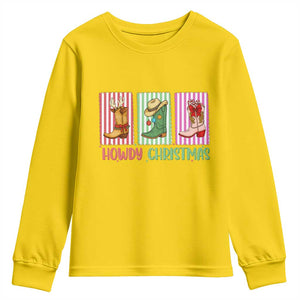 Howdy Christmas Cowboy Boots Western Pride Youth Sweatshirt TS12 Daisy Print Your Wear