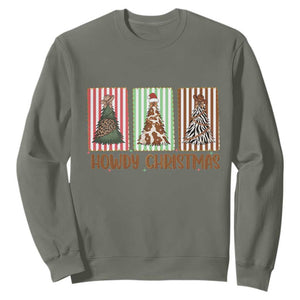 Howdy Christmas Sweatshirt Funny Western Xmas Tree Rodeo Fan Gift TS12 Military Green Print Your Wear
