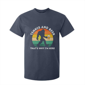 Funny Bigfoot Tennis Player Beer Lover T Shirt For Kid That Is Why I Am Here TS12 Navy Print Your Wear