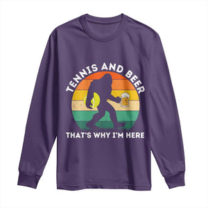 Funny Bigfoot Tennis Player Beer Lover Long Sleeve Shirt That Is Why I Am Here TS12 Purple Print Your Wear
