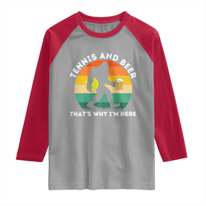 Funny Bigfoot Tennis Player Beer Lover Raglan Shirt That Is Why I Am Here TS12 Sport Gray Red Print Your Wear