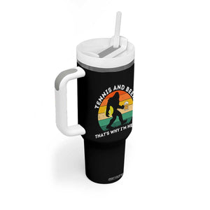 Funny Bigfoot Tennis Player Beer Lover Tumbler With Handle That Is Why I Am Here TS12 Print Your Wear