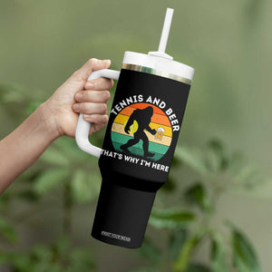 Funny Bigfoot Tennis Player Beer Lover Tumbler With Handle That Is Why I Am Here TS12 Print Your Wear