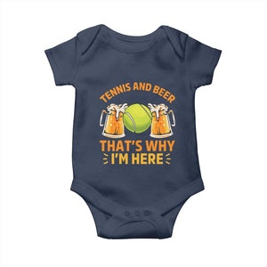 Tennis And Beer That Is Why I Am Here Baby Onesie Funny Tennis Player Gift TS12 Navy Print Your Wear