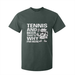 Funny Tennis And Beer That Is Why I Am Here T Shirt For Kid TS12 Dark Forest Green Print Your Wear