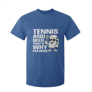 Funny Tennis And Beer That Is Why I Am Here T Shirt For Kid TS12 Royal Blue Print Your Wear