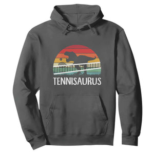 Funny Dinosaur Tennis Player Gift Hoodie Tennisaurus TS12 Dark Heather Print Your Wear