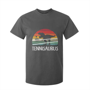 Funny Dinosaur Tennis Player Gift T Shirt For Kid Tennisaurus TS12 Dark Heather Print Your Wear