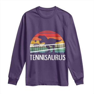 Funny Dinosaur Tennis Player Gift Long Sleeve Shirt Tennisaurus TS12 Purple Print Your Wear