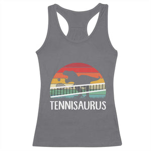 Funny Dinosaur Tennis Player Gift Racerback Tank Top Tennisaurus TS12 Charcoal Print Your Wear