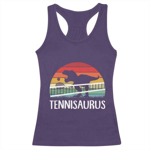 Funny Dinosaur Tennis Player Gift Racerback Tank Top Tennisaurus TS12 Purple Print Your Wear