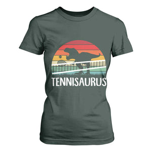 Funny Dinosaur Tennis Player Gift T Shirt For Women Tennisaurus TS12 Dark Forest Green Print Your Wear