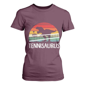 Funny Dinosaur Tennis Player Gift T Shirt For Women Tennisaurus TS12 Maroon Print Your Wear