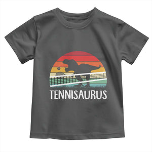 Funny Dinosaur Tennis Player Gift Toddler T Shirt Tennisaurus TS12 Dark Heather Print Your Wear