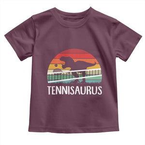 Funny Dinosaur Tennis Player Gift Toddler T Shirt Tennisaurus TS12 Maroon Print Your Wear
