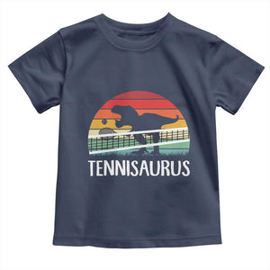 Funny Dinosaur Tennis Player Gift Toddler T Shirt Tennisaurus TS12 Navy Print Your Wear