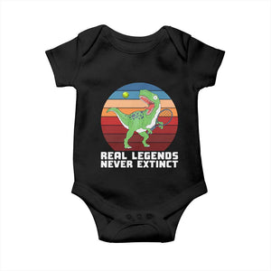 Retro Dinosaur Tennis Player Baby Onesie Real Legends Never Extinct TS12 Black Print Your Wear