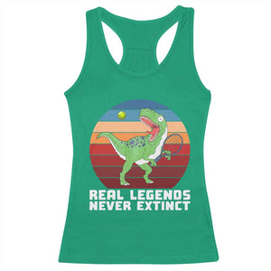 Retro Dinosaur Tennis Player Racerback Tank Top Real Legends Never Extinct TS12 Irish Green Print Your Wear