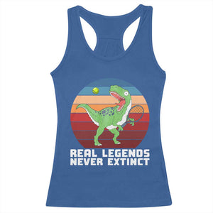 Retro Dinosaur Tennis Player Racerback Tank Top Real Legends Never Extinct TS12 Royal Blue Print Your Wear
