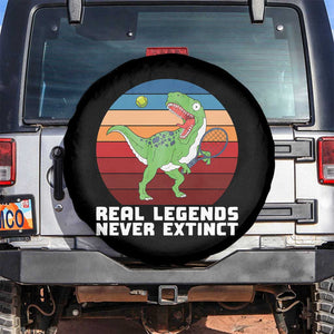 Retro Dinosaur Tennis Player Spare Tire Cover Real Legends Never Extinct TS12 No hole Black Print Your Wear