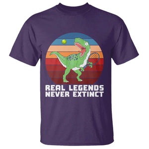 Retro Dinosaur Tennis Player T Shirt Real Legends Never Extinct TS12 Purple Print Your Wear