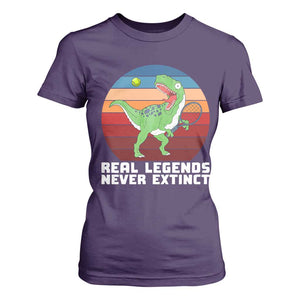 Retro Dinosaur Tennis Player T Shirt For Women Real Legends Never Extinct TS12 Purple Print Your Wear