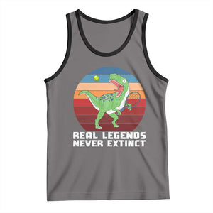 Retro Dinosaur Tennis Player Tank Top Real Legends Never Extinct TS12 Deep Heather Black Print Your Wear