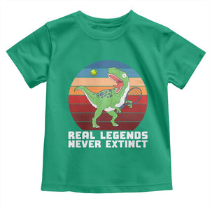 Retro Dinosaur Tennis Player Toddler T Shirt Real Legends Never Extinct TS12 Irish Green Print Your Wear
