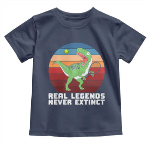 Retro Dinosaur Tennis Player Toddler T Shirt Real Legends Never Extinct TS12 Navy Print Your Wear