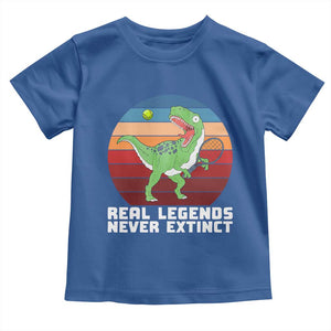 Retro Dinosaur Tennis Player Toddler T Shirt Real Legends Never Extinct TS12 Royal Blue Print Your Wear