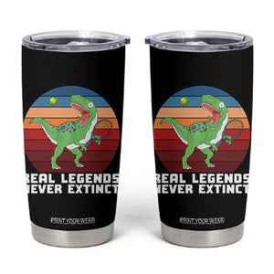 Retro Dinosaur Tennis Player Tumbler Cup Real Legends Never Extinct TS12 Black Print Your Wear