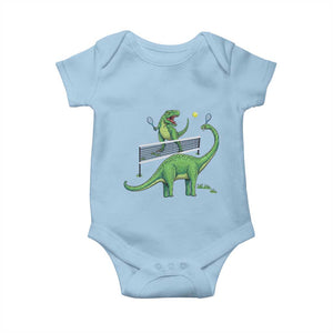 Funny Prehistoric Dinosaur Tennis Player Game Day Baby Onesie TS12 Light Blue Print Your Wear
