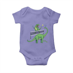Funny Prehistoric Dinosaur Tennis Player Game Day Baby Onesie TS12 Violet Print Your Wear