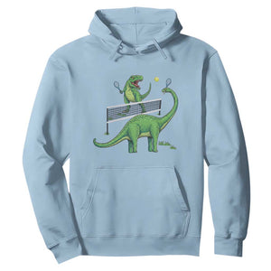 Funny Prehistoric Dinosaur Tennis Player Game Day Hoodie TS12 Light Blue Print Your Wear