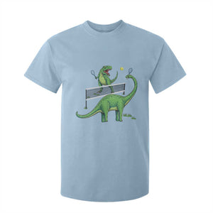 Funny Prehistoric Dinosaur Tennis Player Game Day T Shirt For Kid TS12 Light Blue Print Your Wear