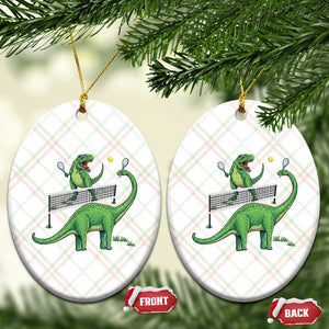 Funny Prehistoric Dinosaur Tennis Player Game Day Ceramic Ornament TS12 Print Your Wear